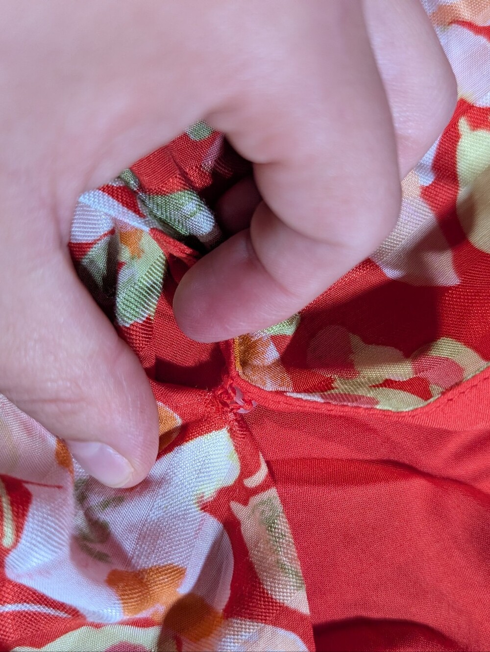 J. Jill Red Floral Wrap Summer Tropical Vacation Trip Ruffle Dress Size Large - Picture 9 of 11